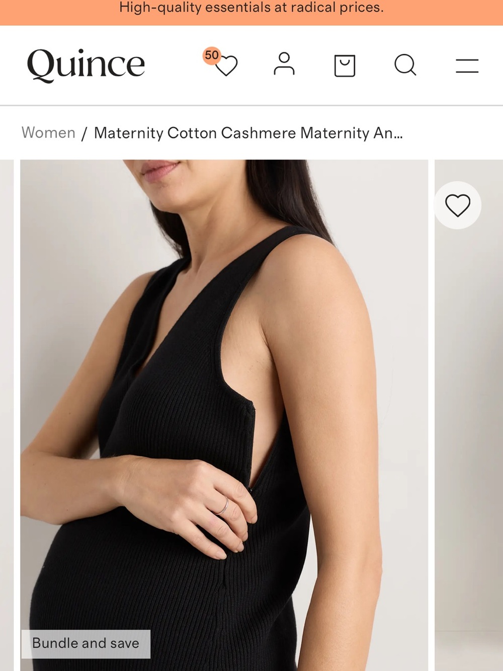 Quince Black Ribbed cashmere v-neck nursing top - Picture 2 of 5